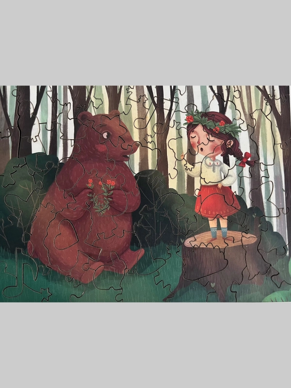 Деревянные пазлы, 2D-пазл. Mr.Puzz в пакетике