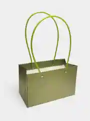 Лесной зеленый подарочный пакет/ Корзинка для цветов / подарков Ваза для цветов складная, в клеточку