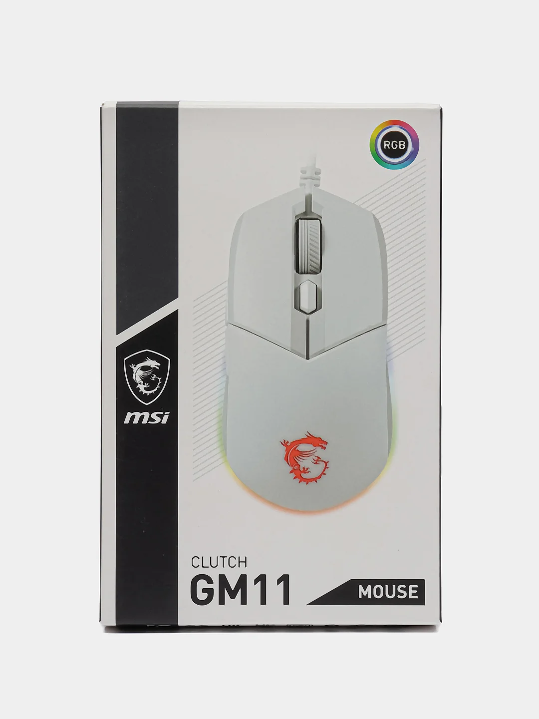 Белый мышь компьютерная MSI Clutch GM11, мышка с подсветкой