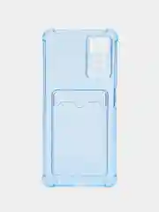 Голубой чехол Redmi Note 11 Pro / Note 12 Pro 4G Нот 11 Про, прозрачный, с карманом для карты