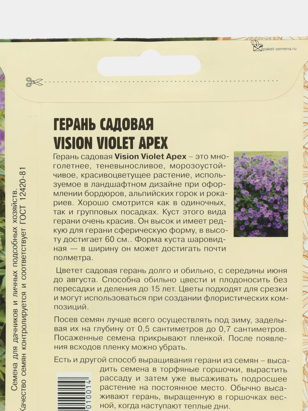 Герань садовая Vision Violet Apex (семена,цветы)
