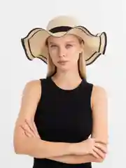 Бежевый шляпа женская летняя пляжная соломенная