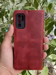 Красный чехол книжка elitcase для Xiaomi Redmi Note 10 5G и Poco M3 Pro и Redmi Note 10T