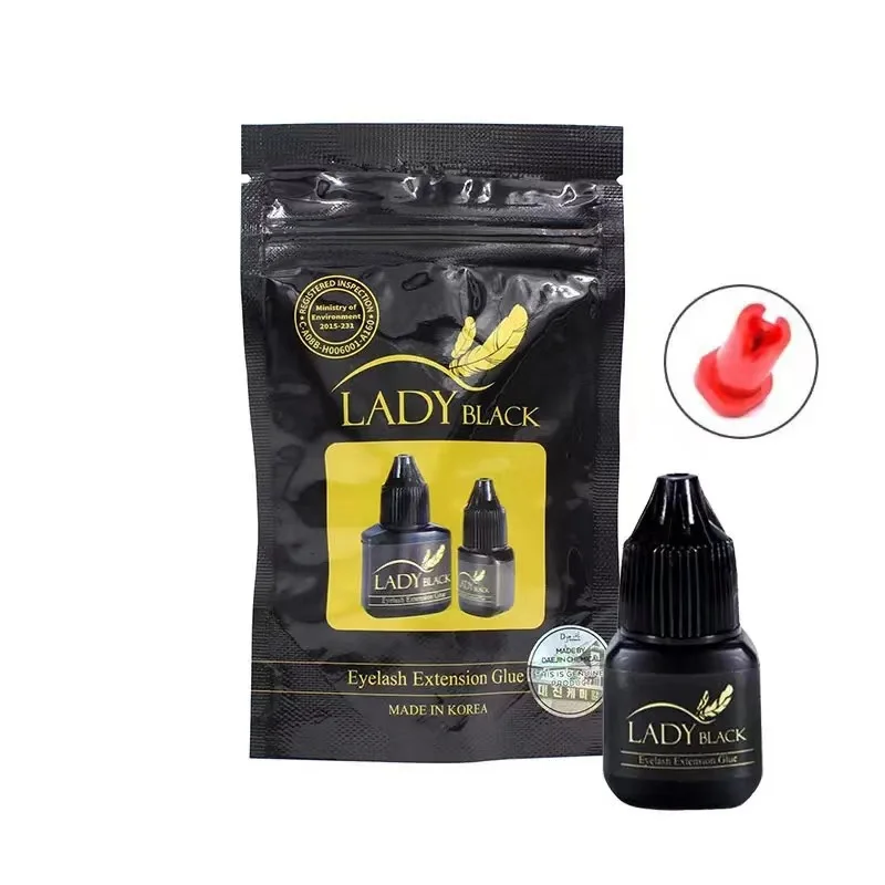 Черный клей черный, для наращивания ресниц Lady Black, в термо-пакете, для хранения
