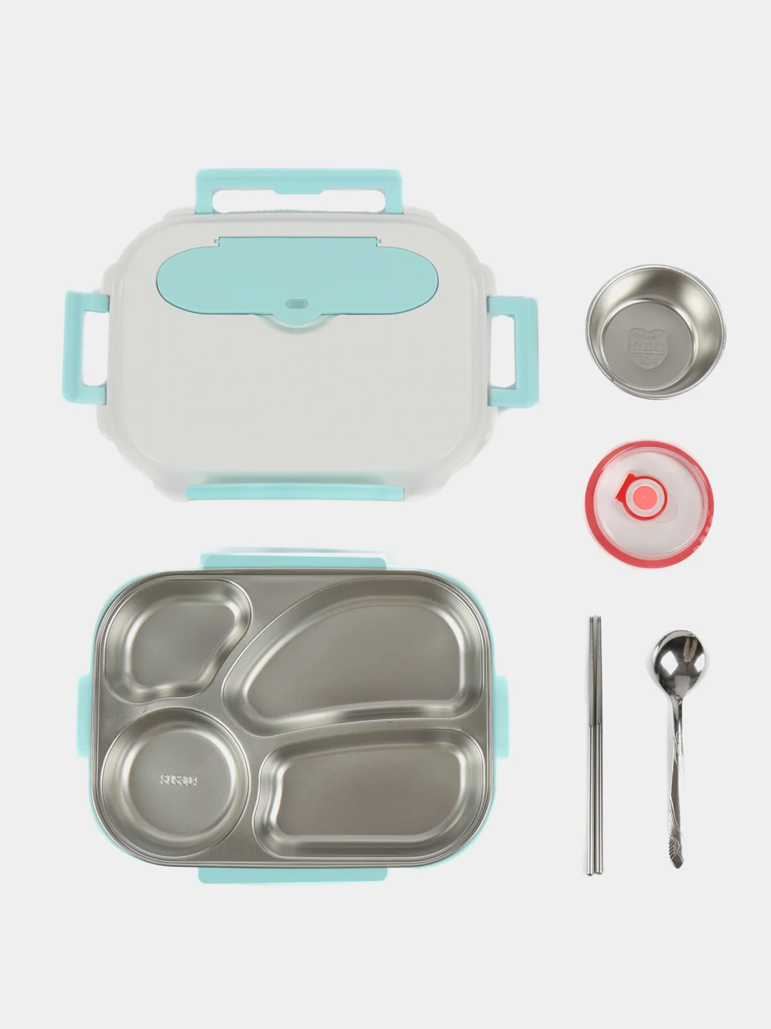 Голубой ланч-бокс Stainless Steel Lunch Box 304