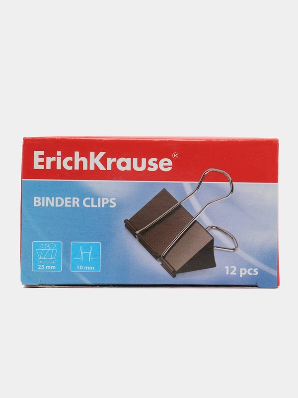 Зажимы для бумаг ErichKrause Classic, 25мм, черный (в коробке по 12 шт.)