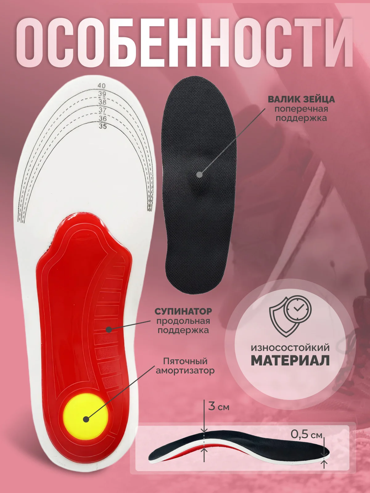 Стельки для обуви, каркасные, при плоскостопии