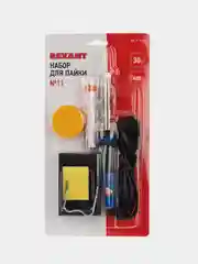 Набор для пайки REXANT №11: паяльник - 30Вт, подставка, губка, канифоль, припой