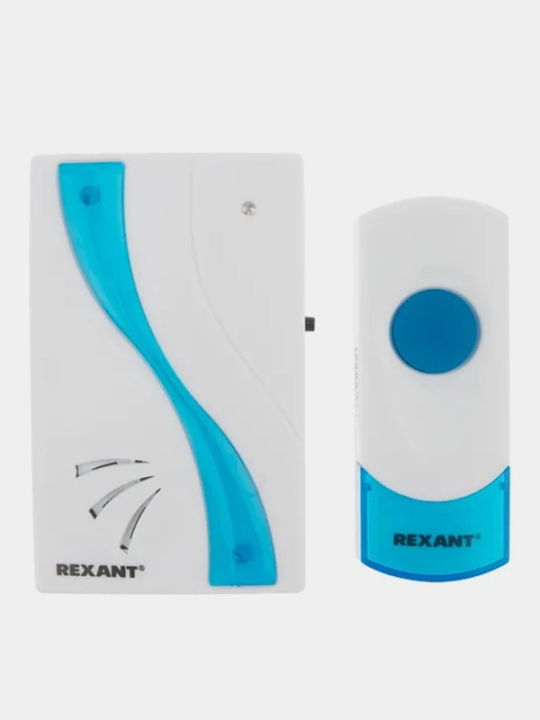 Беспроводной дверной звонок REXANT RX-2, 32 мелодии, 100 м, кнопка, IP44, белый