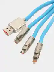 Синий кабель USB 3 в 1 для зарядки телефона/провод для смартфонов Iphone и Android