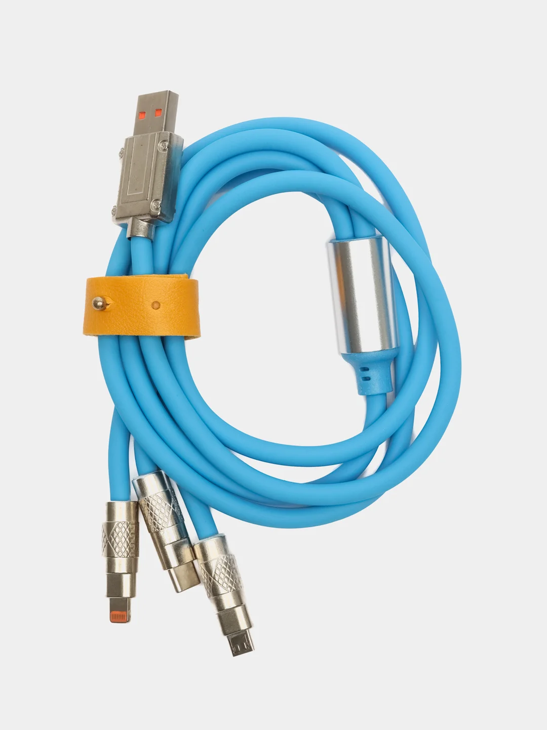 Синий кабель USB 3 в 1 для зарядки телефона/провод для смартфонов Iphone и Android