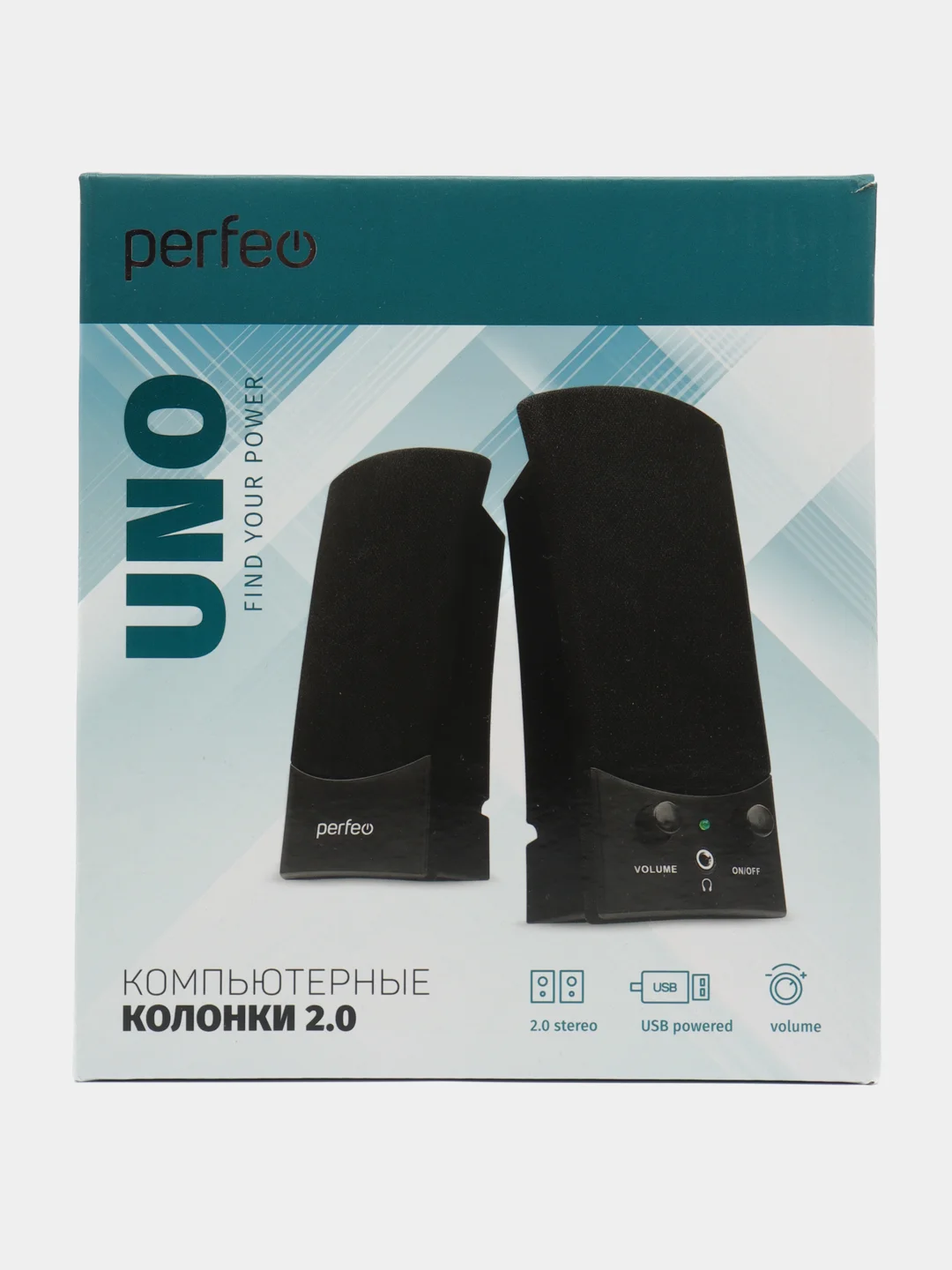 Perfeo колонки "UNO" 2.0, мощность 2х0.5 Вт (RMS), чёрн, USB
