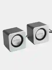 Белый компьютерные колонки Perfeo "WAVE" 2.0, мощность 2х3Вт (RMS), USB