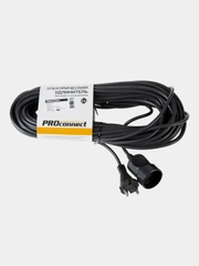 Удлинитель-шнур PROconnect, ПВС, 2х0.75, 20 м, б/з, 6 А, 1300 Вт, IP20, черный