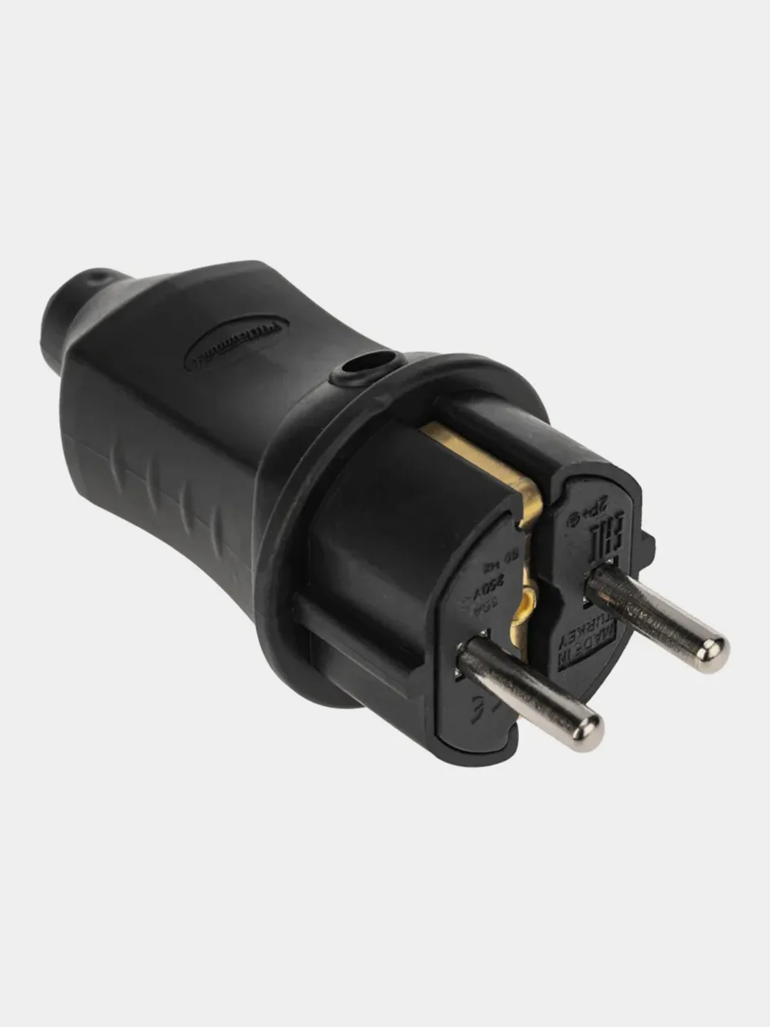 Вилка прямая PROconnect, влагозащищенная, 2P+PE, 230V, 16 А, IP44, каучук