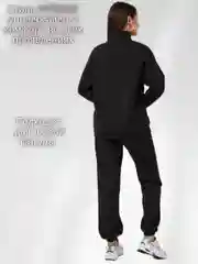 Черный спортивный базовый костюм женский флисовый, оверсайз, 42,44,46,48,50