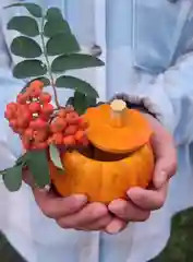 Бежевый шкатулка тыква, 9 см, гипс, кашпо, подсвечник