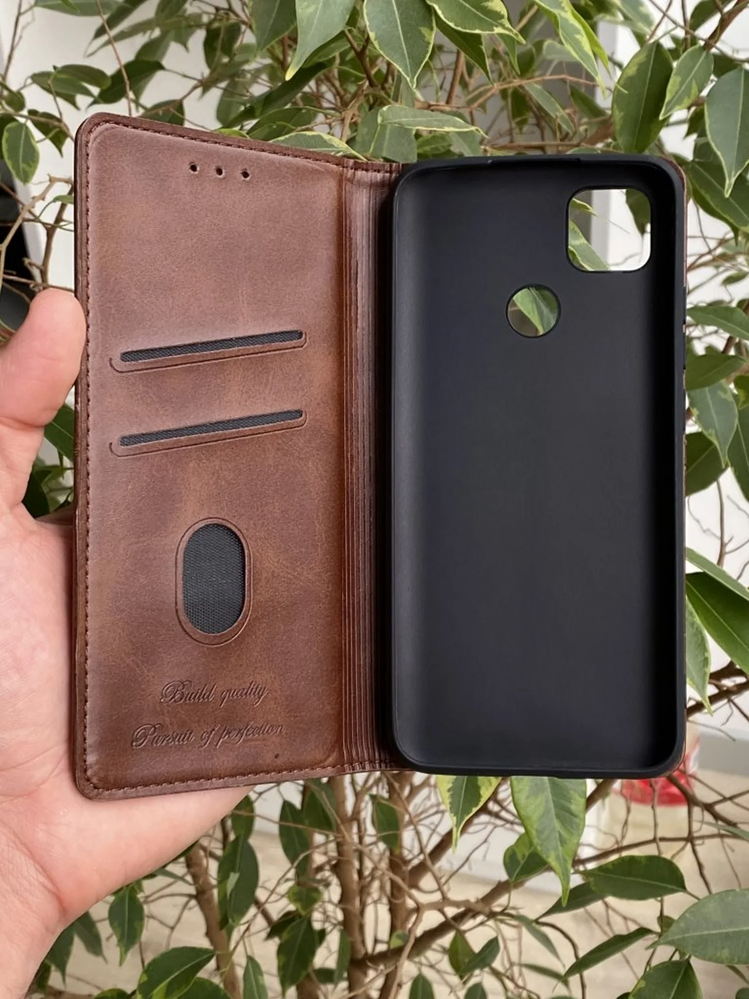 Тёмно-коричневый чехол книжка elitcase для Xiaomi Redmi 9C и Redmi 10A / Редми 9С и Редми 10А