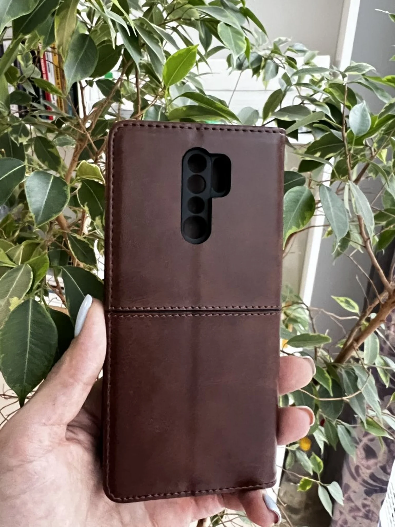 Тёмно-коричневый чехол книжка elitcase для Xiaomi Redmi 9 / Редми 9
