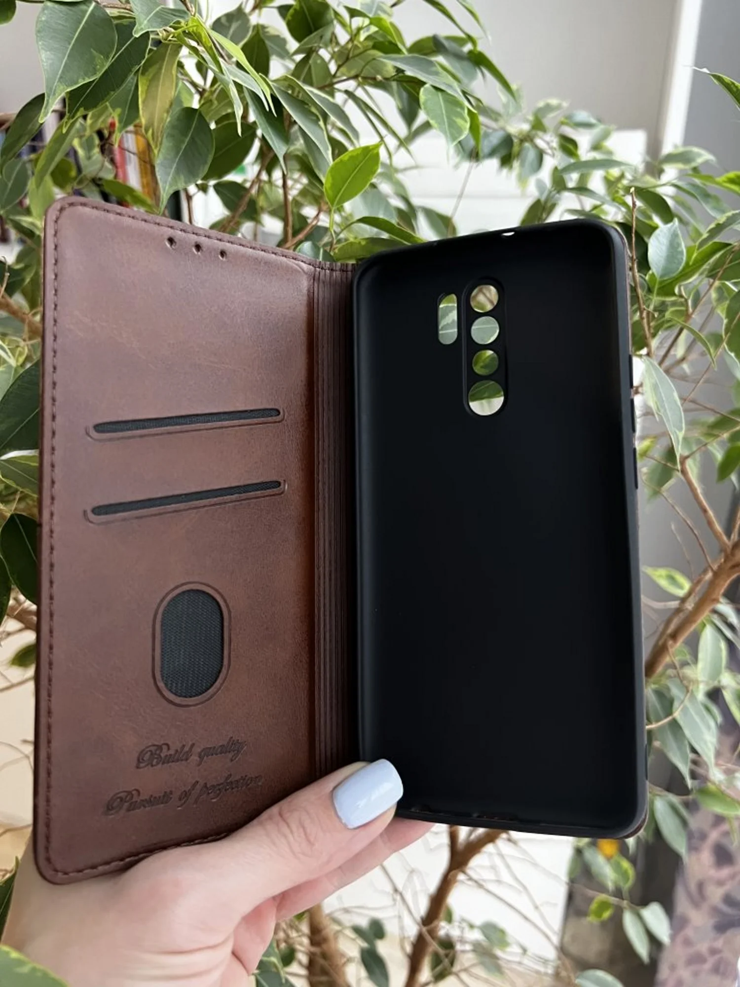Тёмно-коричневый чехол книжка elitcase для Xiaomi Redmi 9 / Редми 9