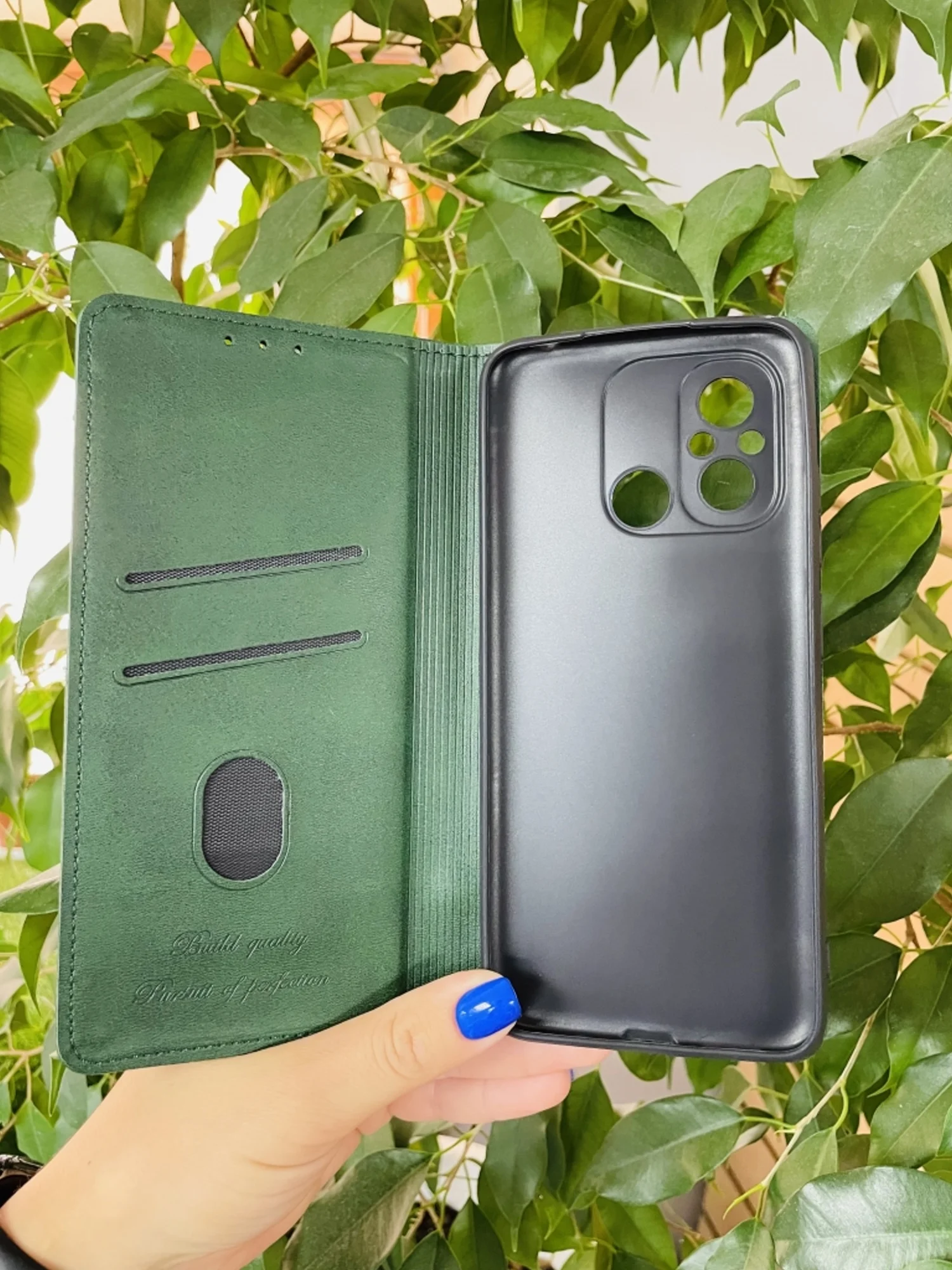 Тёмно-зелёный чехол книжка elitcase для Xiaomi Redmi 12C / Редми 12С