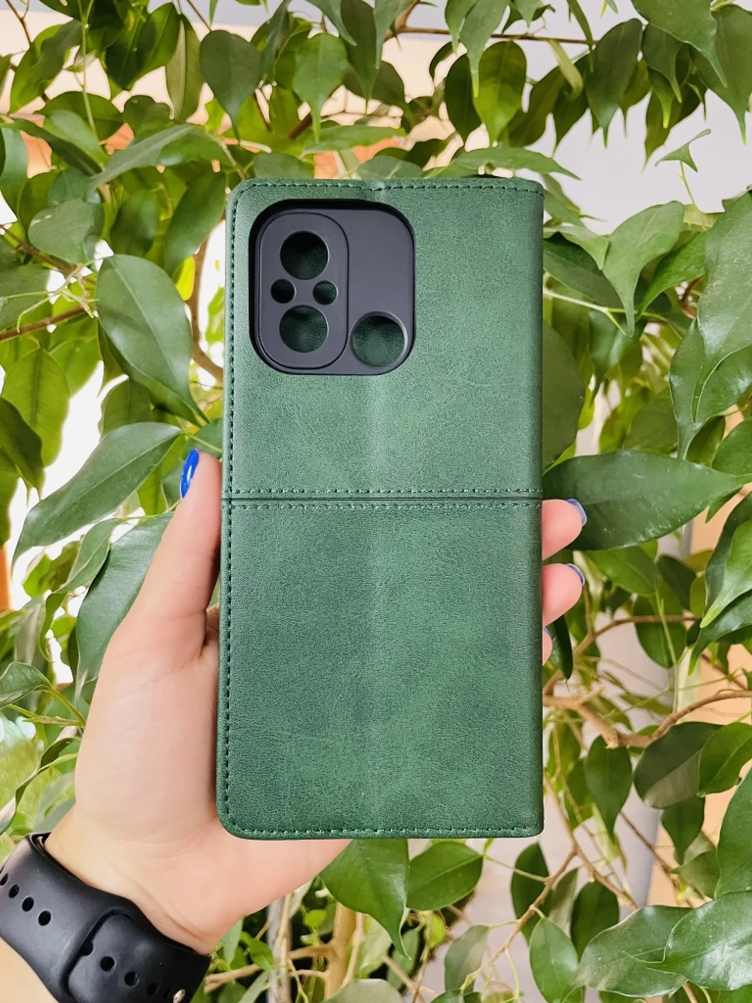 Тёмно-зелёный чехол книжка elitcase для Xiaomi Redmi 12C / Редми 12С