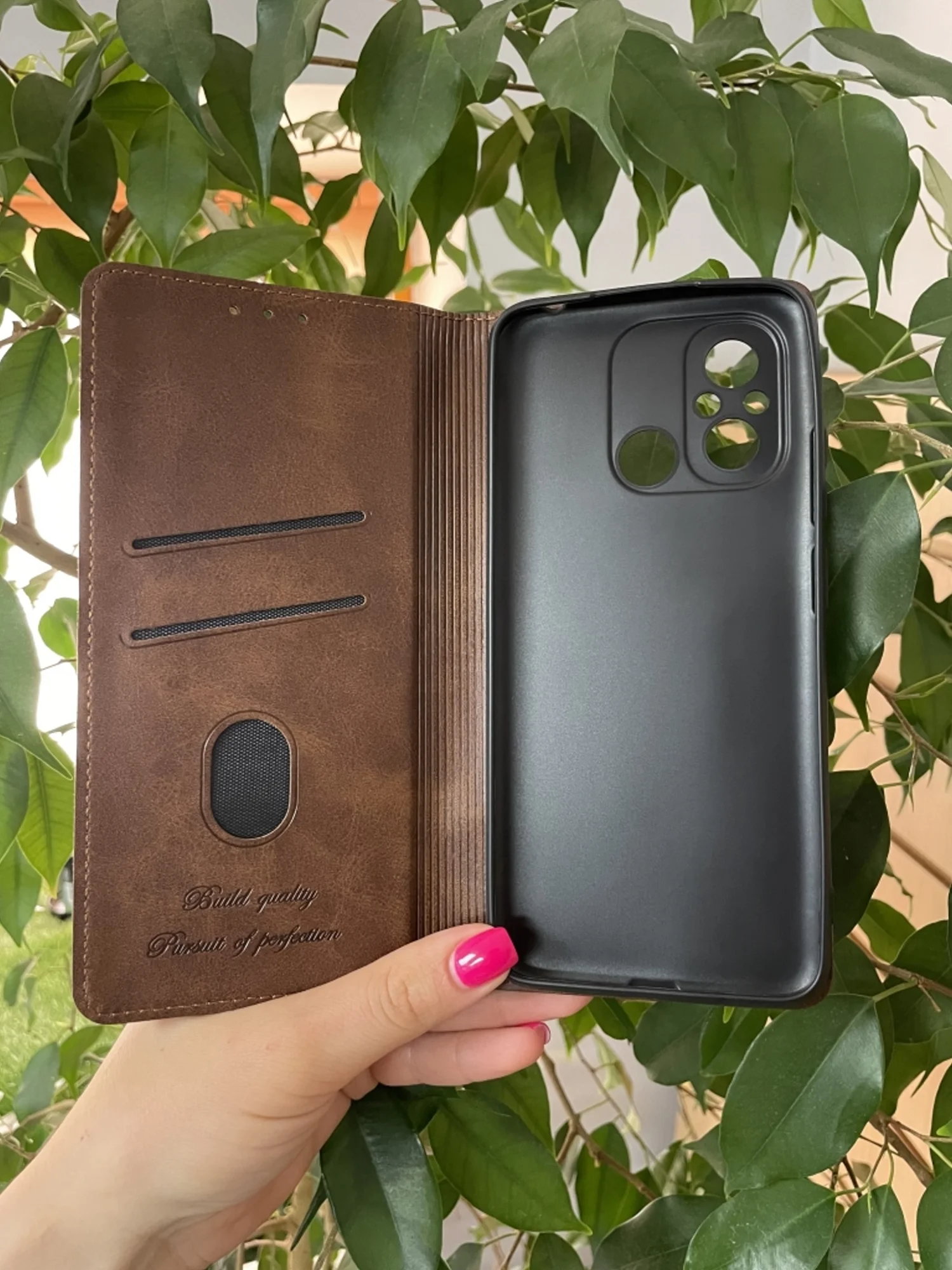 Тёмно-коричневый чехол книжка elitcase для Xiaomi Redmi 12C / Редми 12С