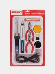 Набор для пайки №13 REXANT, паяльник, подставка, канифоль, припой, бокорезы, тонкогубцы