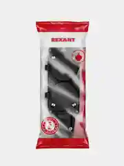 Розетка штепсельная REXANT, двухместная, влагозащищенная, с/з, 16 А, IP54, каучук