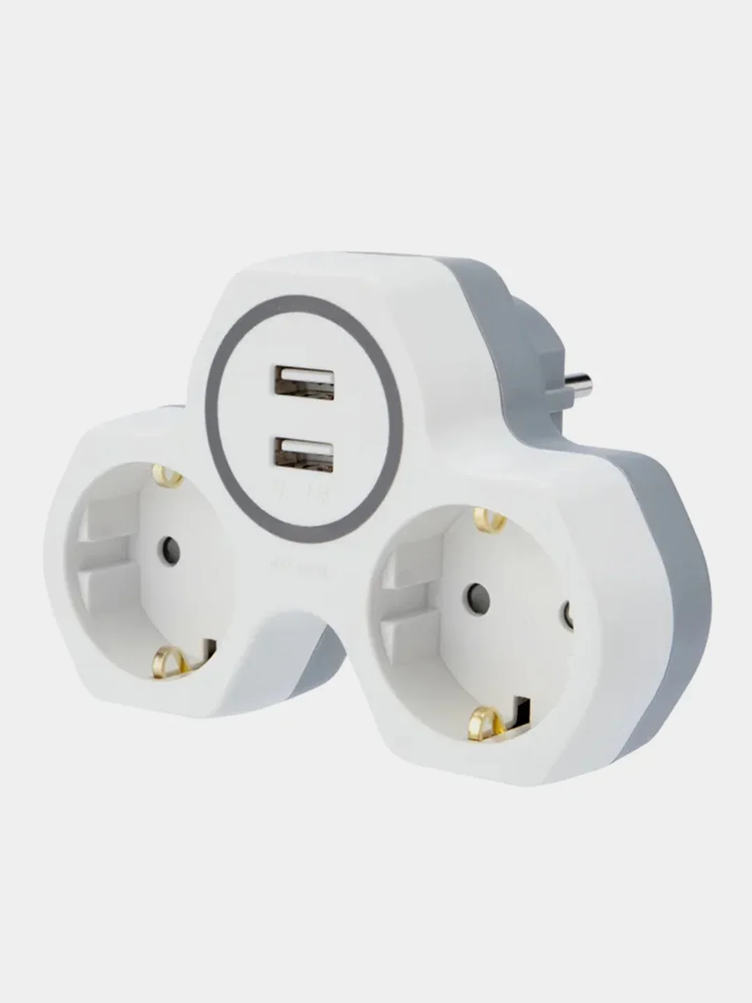 Двойник электрический REXANT, с заземлением и защитными шторками, 16 А+2 USB порта, 2,4 А