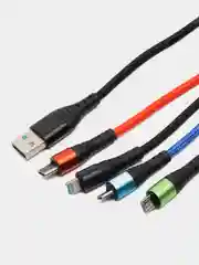 Кабель для зарядки телефона 4в1 ,универсальный,с разъемами Lightning,Micro USB,Type C 1,2м