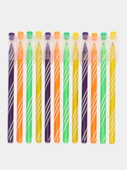 Ручки шариковые Юнландия Candy, 144243, синие набор 12 штук тонкие для школы, линия 0,3 мм