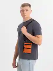 Сумка для документов на плечо 18х14 см. Коричневая 4 отделения