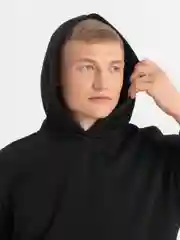 Черный костюм мужской спортивный: худи и брюки, костюм утепленный