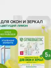 Средство для мытья окон, зеркал, мониторов SYNERGETIC "Цветущий лимон", 5 л