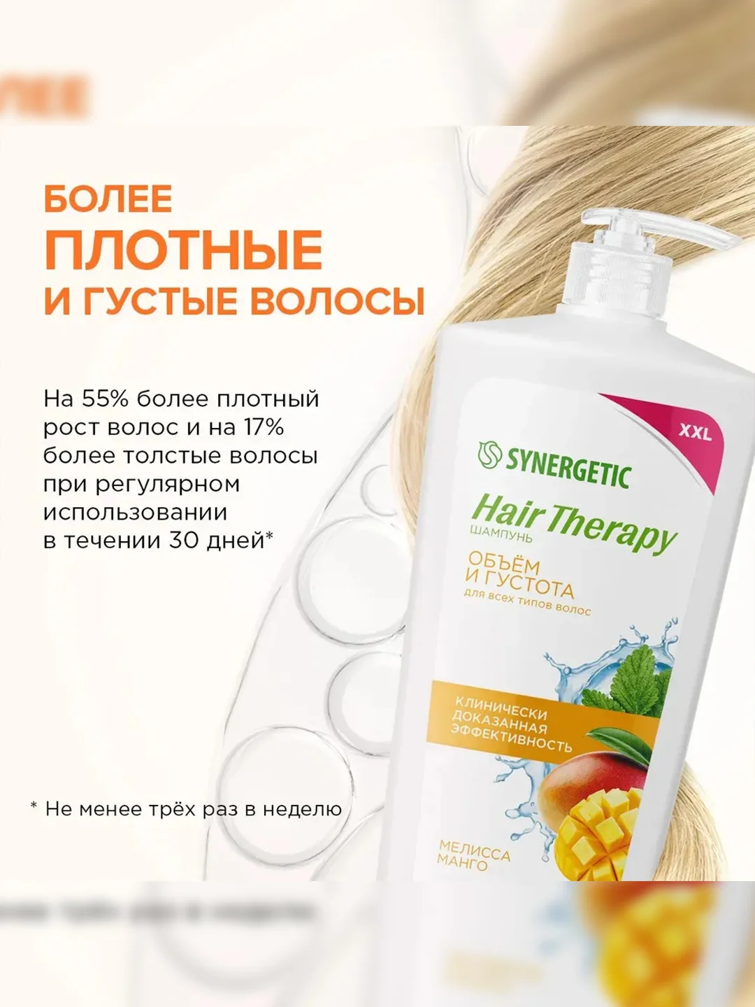 Шампунь SYNERGETIC HAIR THERAPY Объем и густота волос, 900 мл