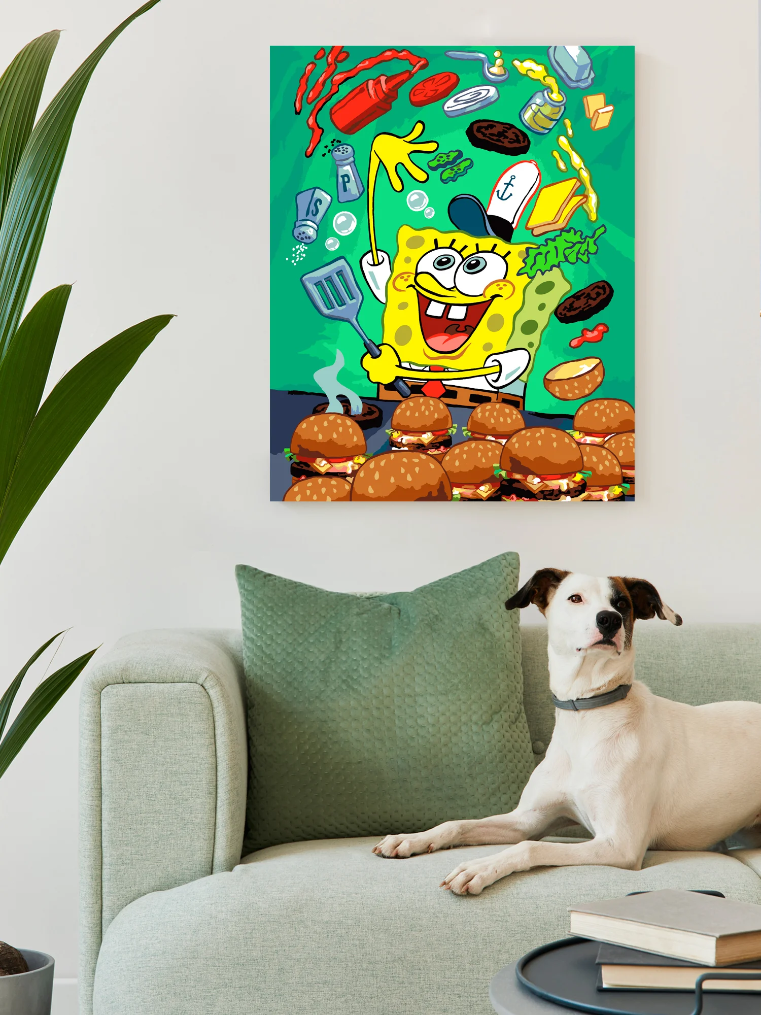 "Губка Боб на кухне" Картина по номерам на холсте с подрамником, 40 х 50, "Art on Canvas"