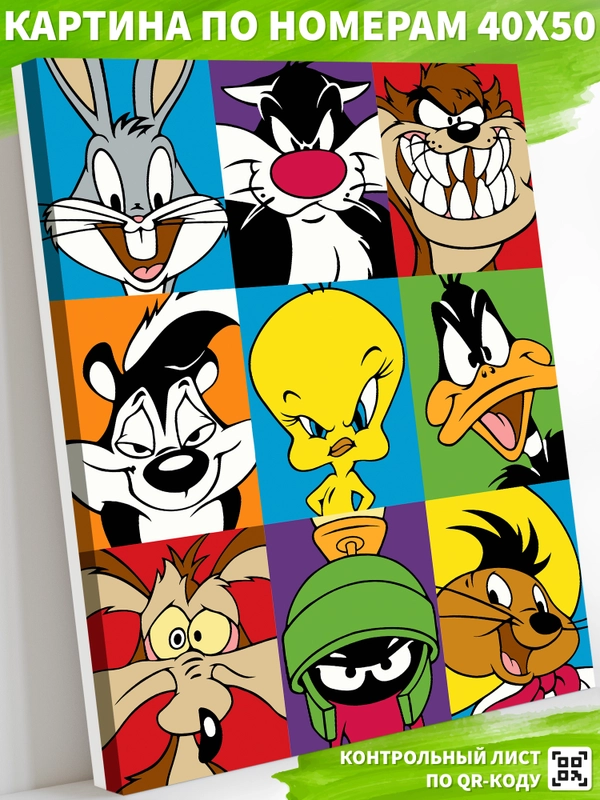 "Мультики Warner Brothers" Картина по номерам на холсте с подрамником 40х50 "Art on Canvas"