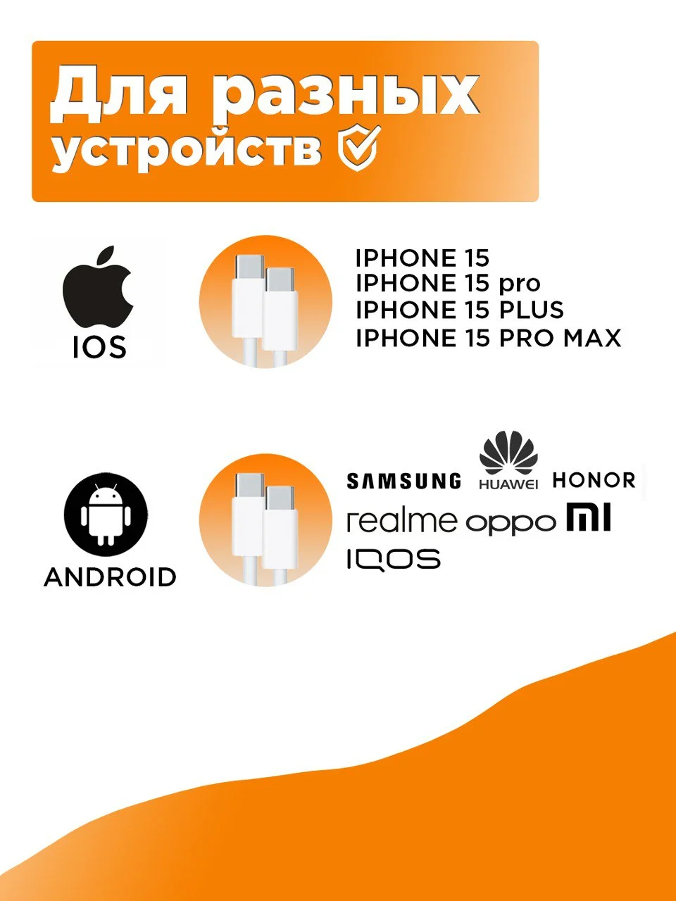 Зарядное устройство для iPhone и Android, 35 w, быстрая зарядка, с кабелем Type-C - Type-C