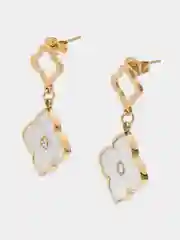 Белый серьги "Клевер"