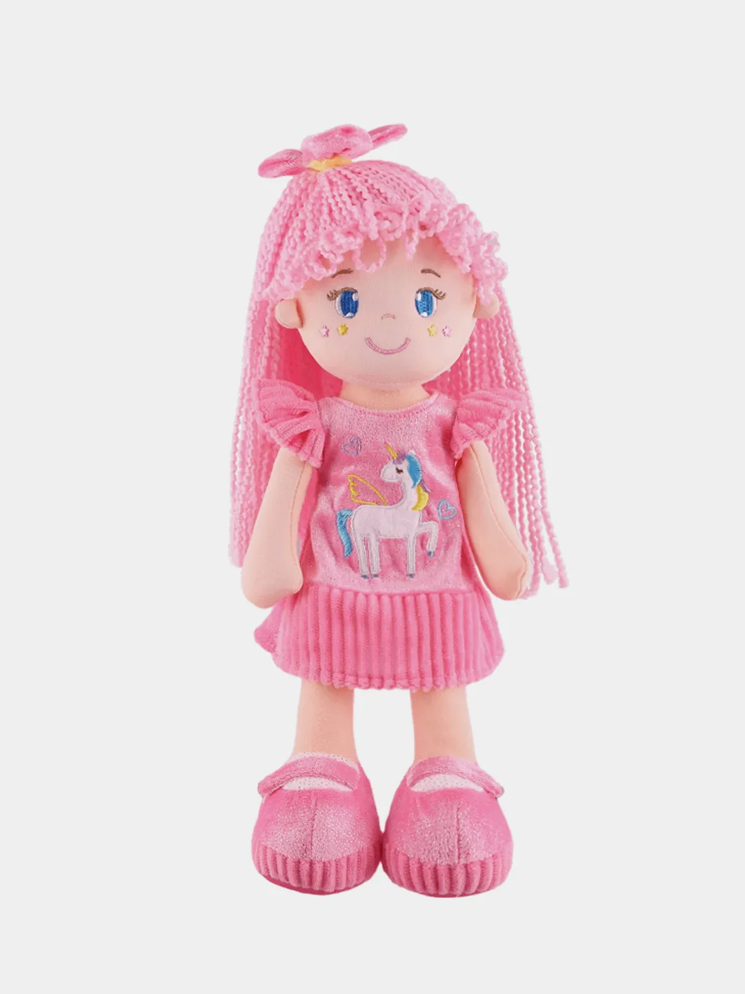 Мягкая игрушка Maxitoys "Кукла Лера с Розовыми Волосами в Платье", 35 см