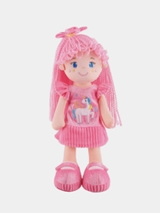 Мягкая игрушка Maxitoys "Кукла Лера с Розовыми Волосами в Платье", 35 см