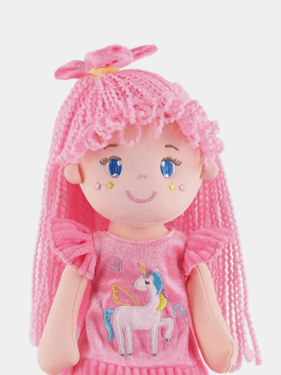 Мягкая игрушка Maxitoys "Кукла Лера с Розовыми Волосами в Платье", 35 см