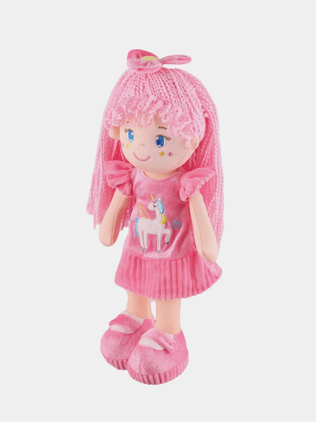Мягкая игрушка Maxitoys "Кукла Лера с Розовыми Волосами в Платье", 35 см