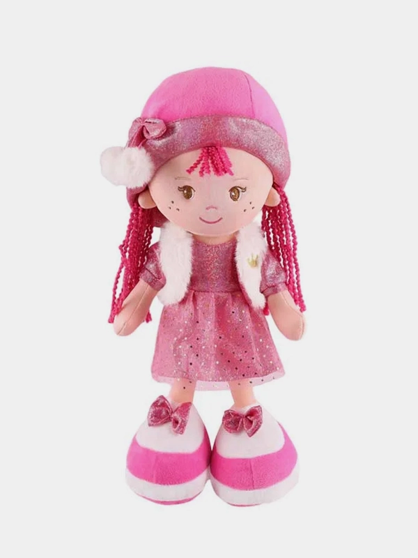 Мягкая игрушка Maxitoys "Кукла Малышка Ника в Розовом Платье и Шляпке", 35 см