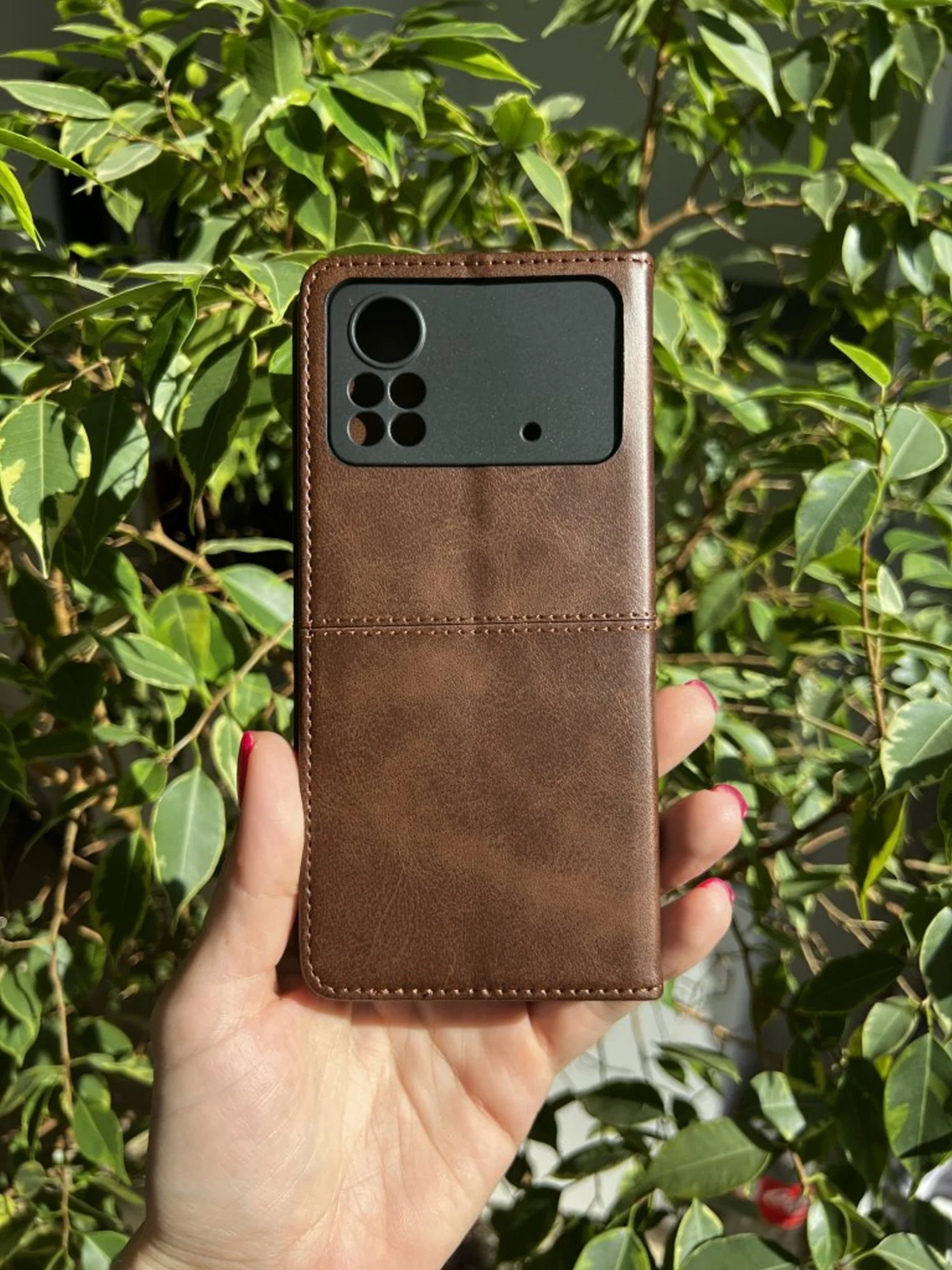 Тёмно-коричневый чехол книжка elitcase для Xiaomi Poco X4 Pro 5G / Поко Х4 Про 5G