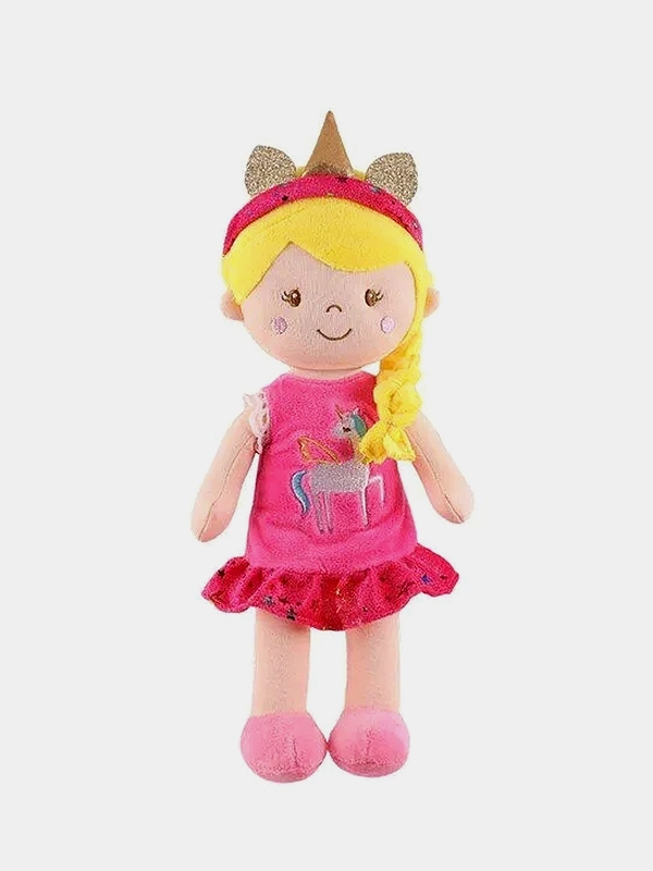 Мягкая игрушка Maxitoys "Кукла Луна с Светлой Косичкой в Розовом Платье", 30 см