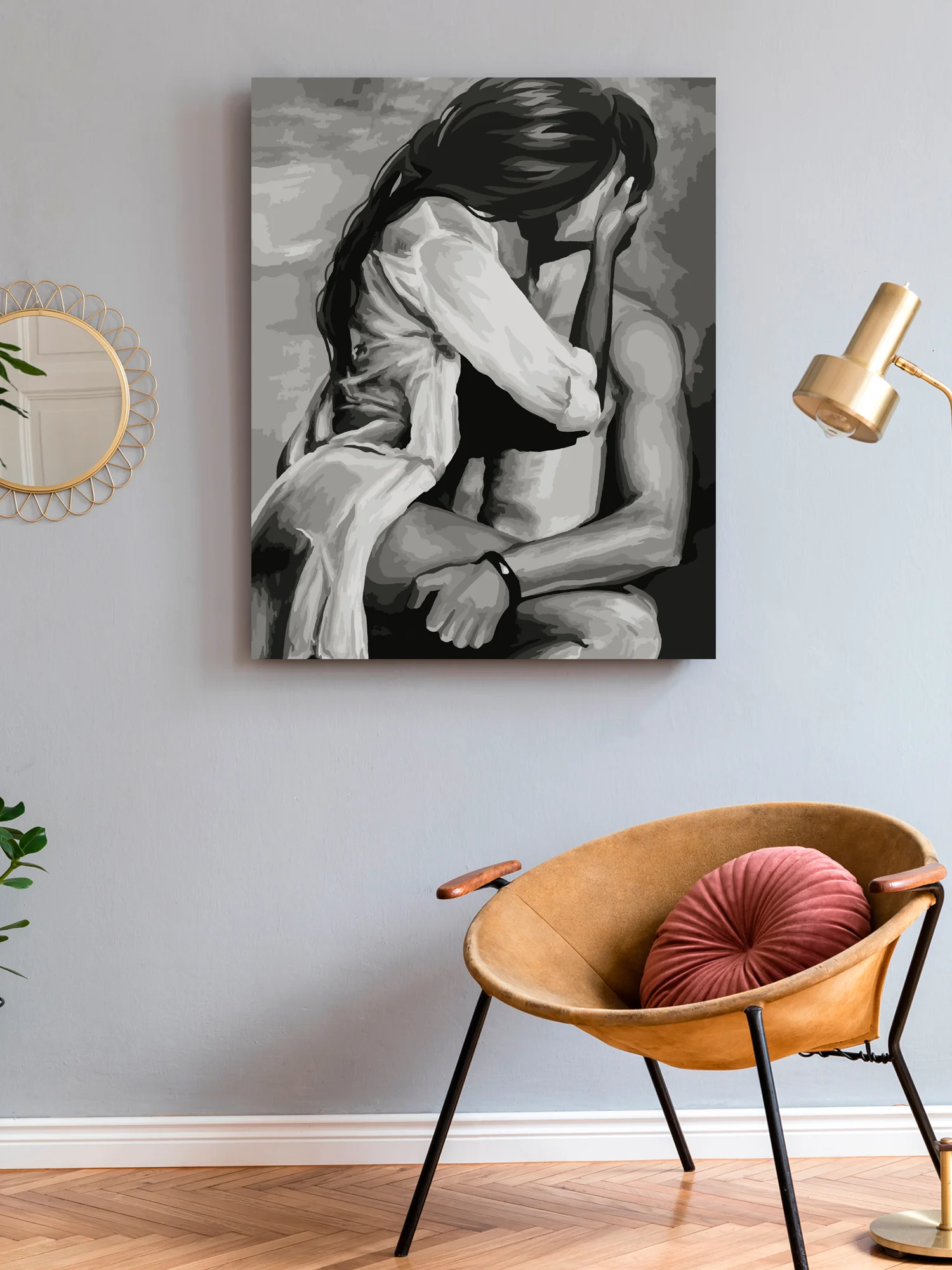 Поцелуй влюбленных Картина по номерам на холсте с подрамником 40х50 "Art on Canvas"