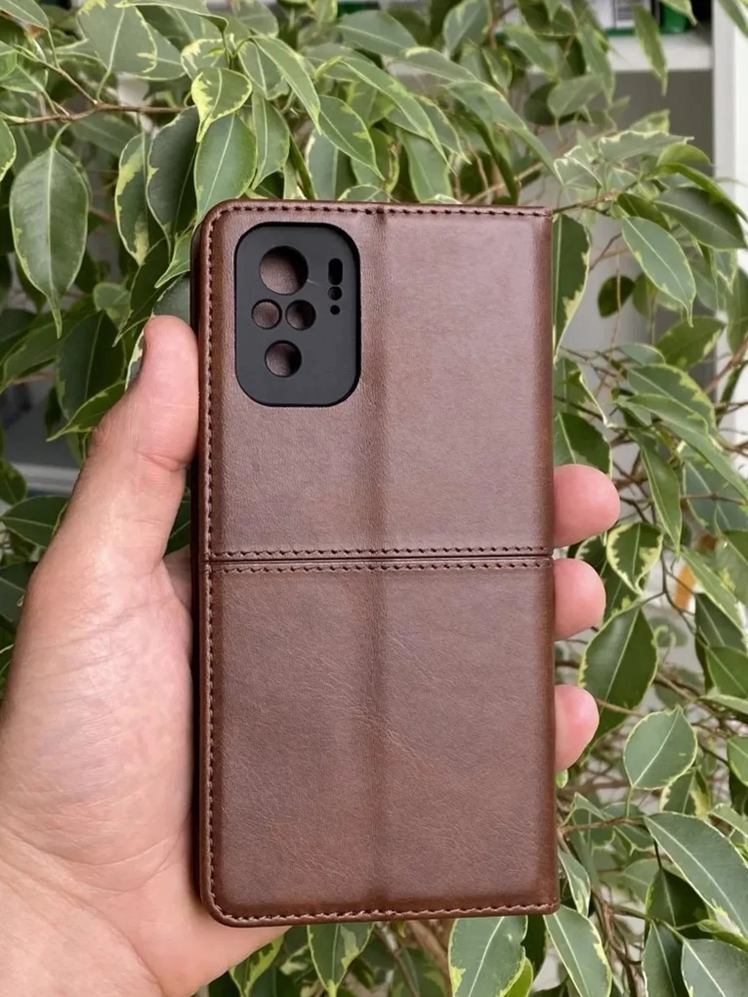 Тёмно-коричневый чехол книжка elitcase для Xiaomi Poco M5s и Redmi Note 10 4G и Redmi Note 10S
