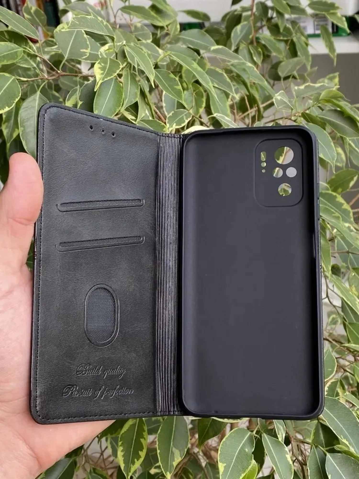 Черный чехол книжка elitcase для Xiaomi Poco M5s и Redmi Note 10 4G и Redmi Note 10S